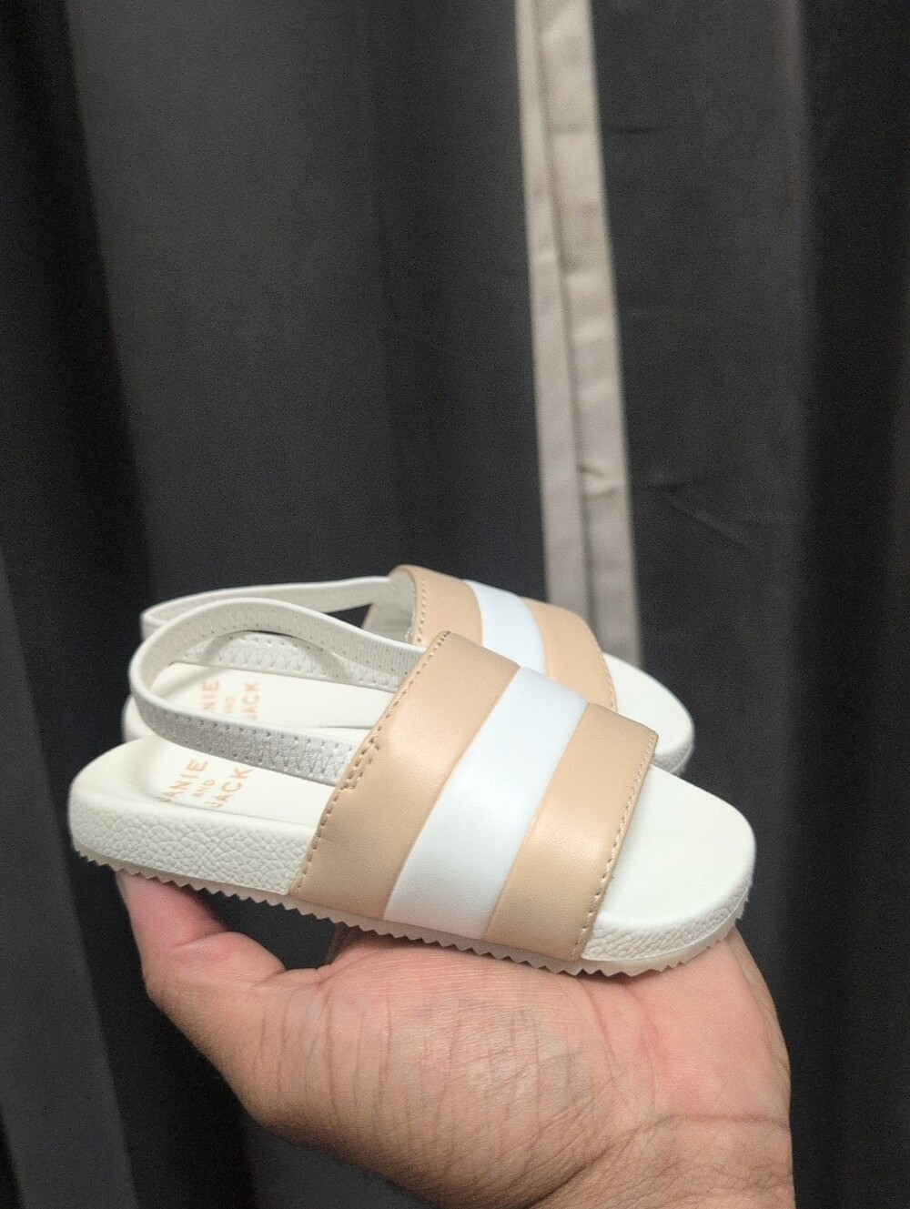 Kids Janie And Jack Slip-On Sandals Beige and White Size 6 NWOB
